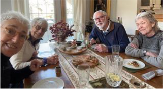 Dragons Linda and Charmaine, enjoying lunch with Alasdair and Susan.