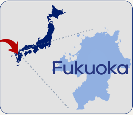 Map showing Fukuoka, Japan